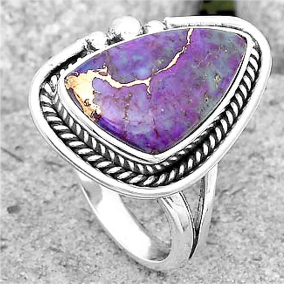 Copper turquoise sterling silver ring size 7 - Picture 3 of 4